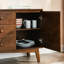 Buffet 47,3 po Mid Century Modern en noyer. Armoire de rangement pour la cuisine, la salle à manger, le salon, la chambre à coucher. 2 portes et 3 tiroirs. Console décorative. Esthétique rétro