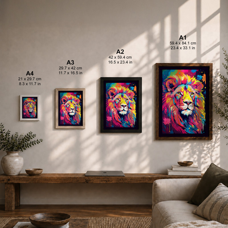 Electric Lion Modern - Print, A4 - 29.7 x 21.0 cm, Black