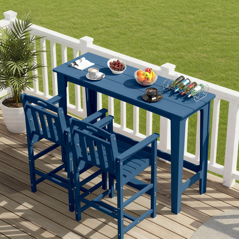 Table de bar à hauteur de bar rectangulaire 60,2 po pour patio, jardin, cour, balcon, au bord de la piscine, Marine