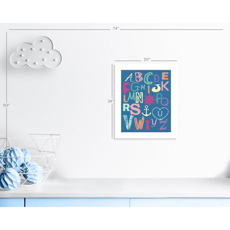 Alphabet imprimé sur papier, H 24 po x l 20 po x P 1 po, Papier