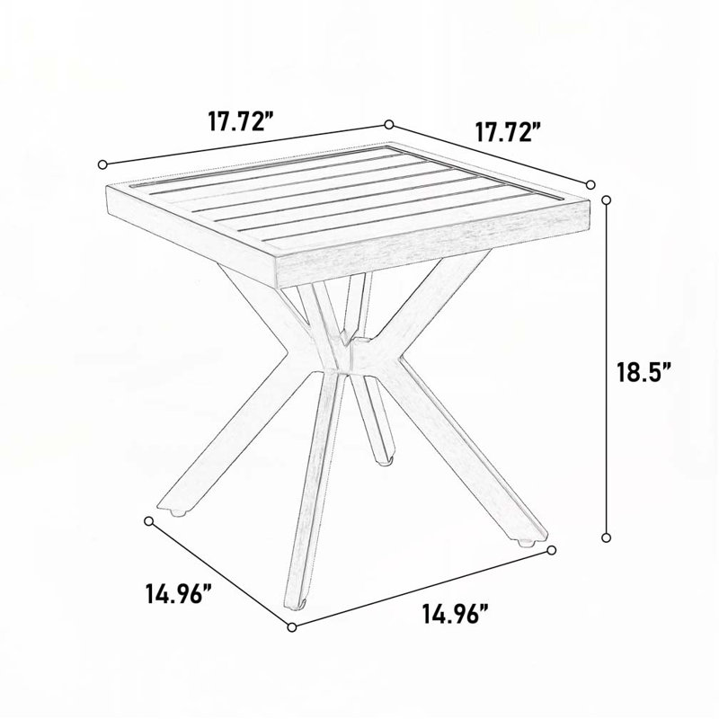 Table de patio en fonte avec structure en aluminium, plateau carré