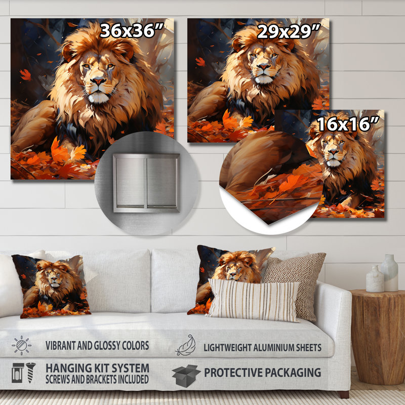 Lion, portrait sauvage Serenade 2 - décoration murale animal lion, H 16 po x l 16 po