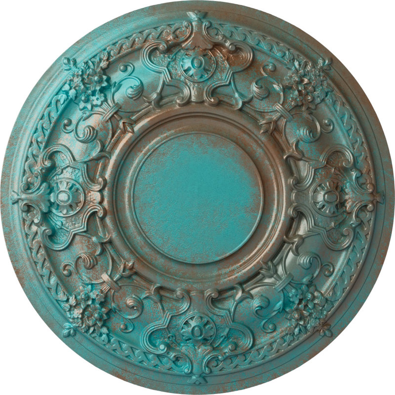 Médaillon de plafond Endurathane Jackson, DO 32 3/4 po x P 2 1/2 po (convient aux auvents jusqu'à 13 1/2 po), finition cuivre patiné peint à la main
