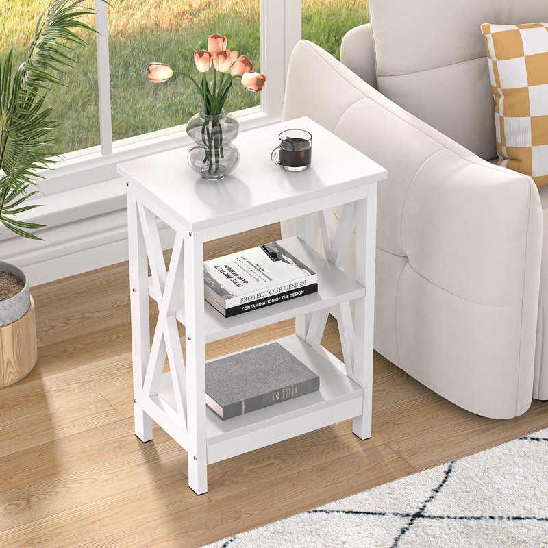 Grand lit tapissier avec 2 tables de chevet - Ensemble de chambre à coucher moderne, Grand lit, Blanc
