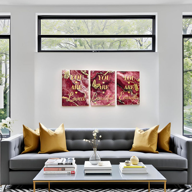 3 Piece Wrapped Canvas Print, Red