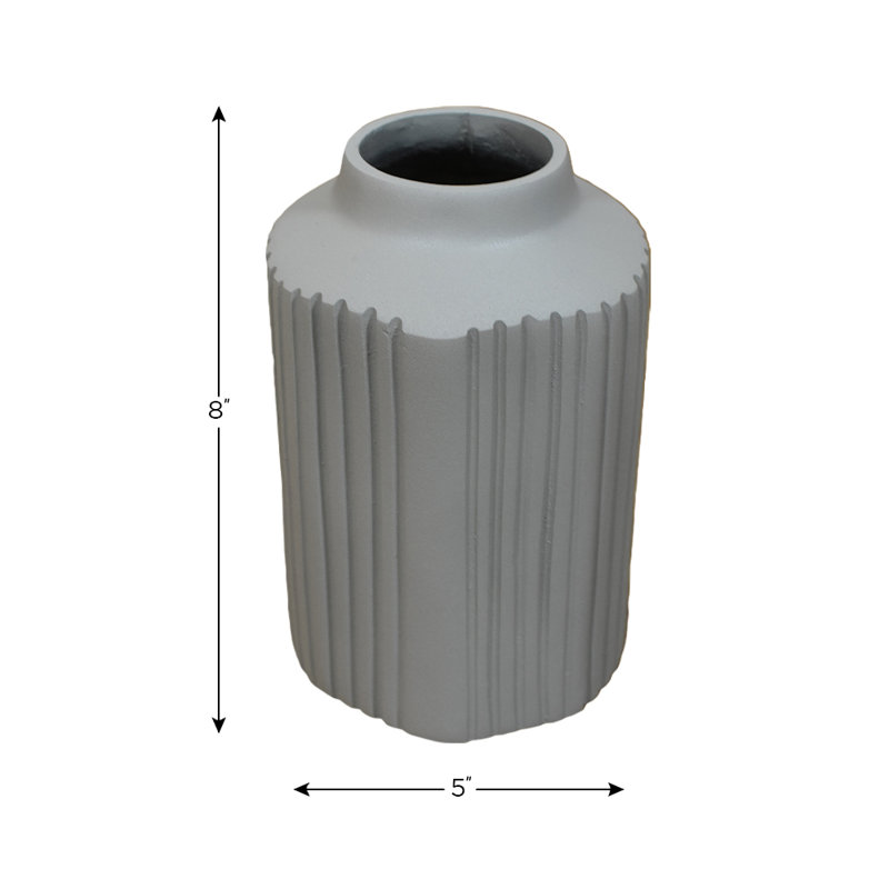 Durk Handmade Metal Table Vase, Ivory, 8" H x 5" W x 5" D