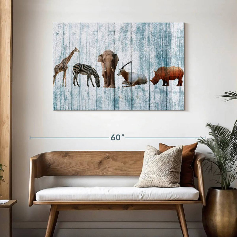 Animaux de safari en bois Brampt, H 30 po x l 45 po