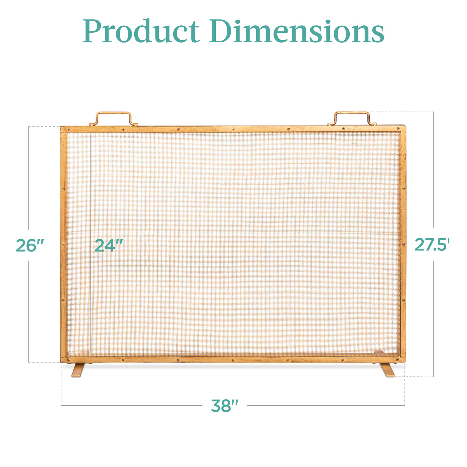 Cassiano Fireplace Screen with Handles, Gold