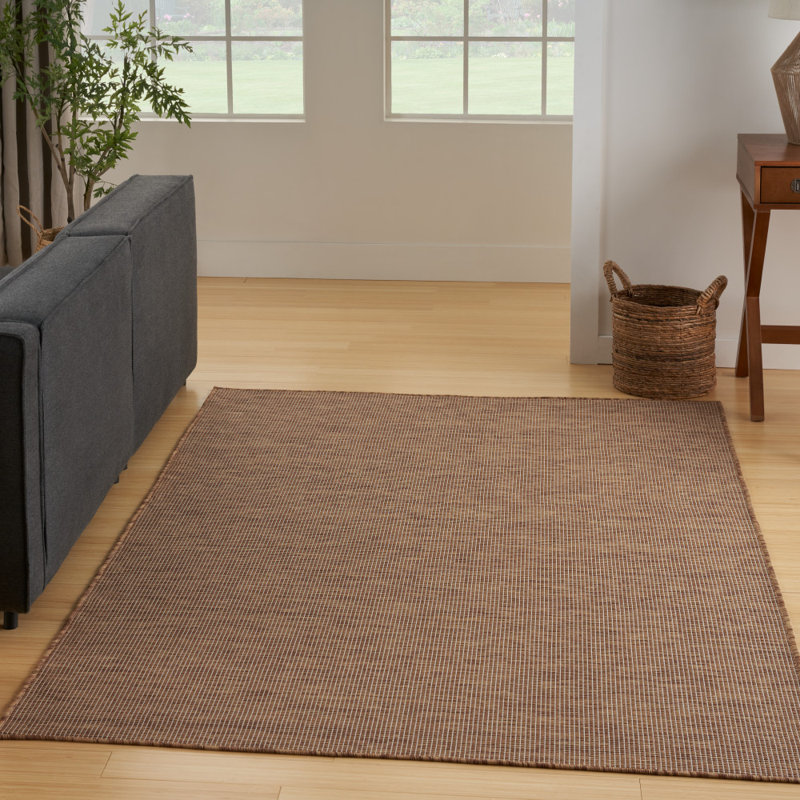 Lillehammer Solid Indoor/Outdoor Area Rug, Rectangle 7' x 10', Jute