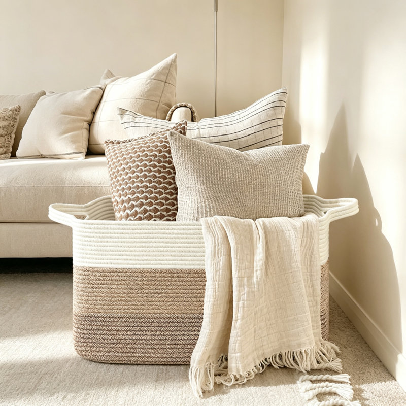 Rebrilliant Decorative Basket, 30cm H x 55cm W x 37.8cm D, Light Brown Mix