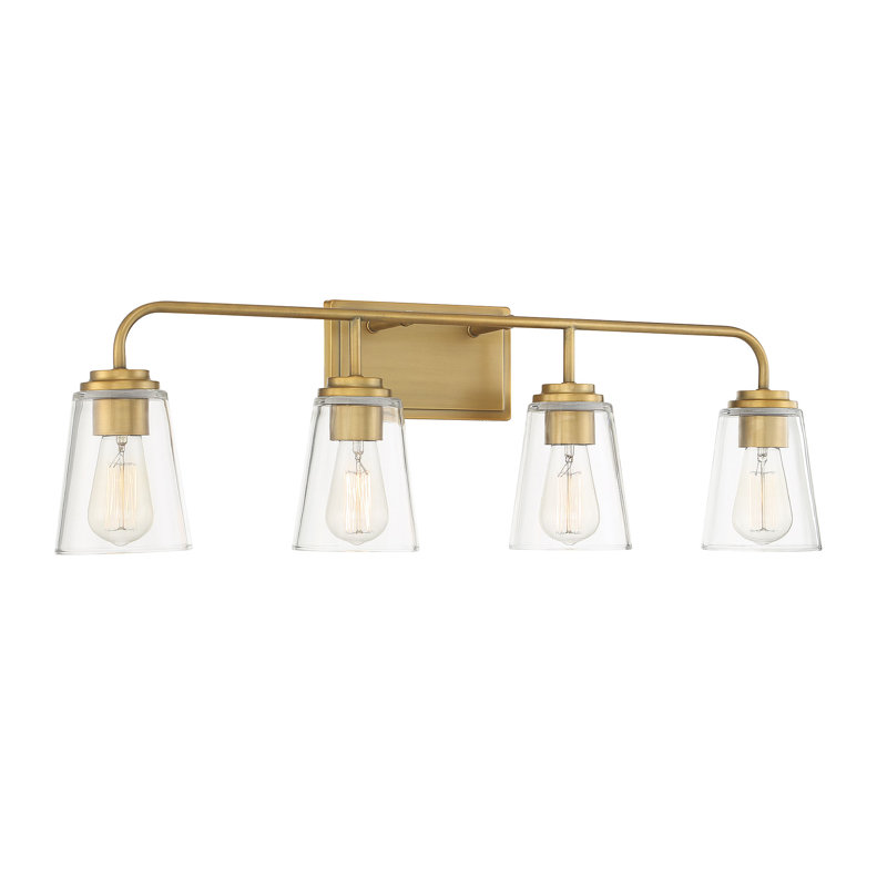 Luminaire suspendu en laiton naturel 4 lumières Meridian, Laiton naturel