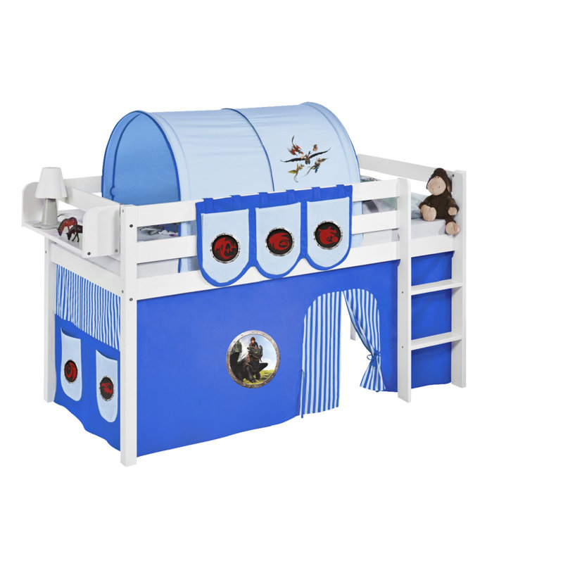 Dragons Mid Sleeper Bed, European Single (90 x 200 cm), Blue