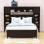 Lit plateforme double en bois avec 4 tiroirs, tête de lit et tablettes-2046401860