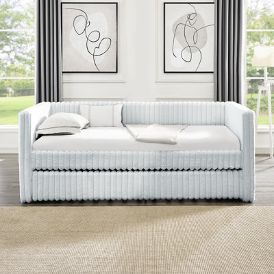 Lit de jour simple en tissu d'ameublement gris pour un style de vie polyvalent avec lit escamotable et confort
