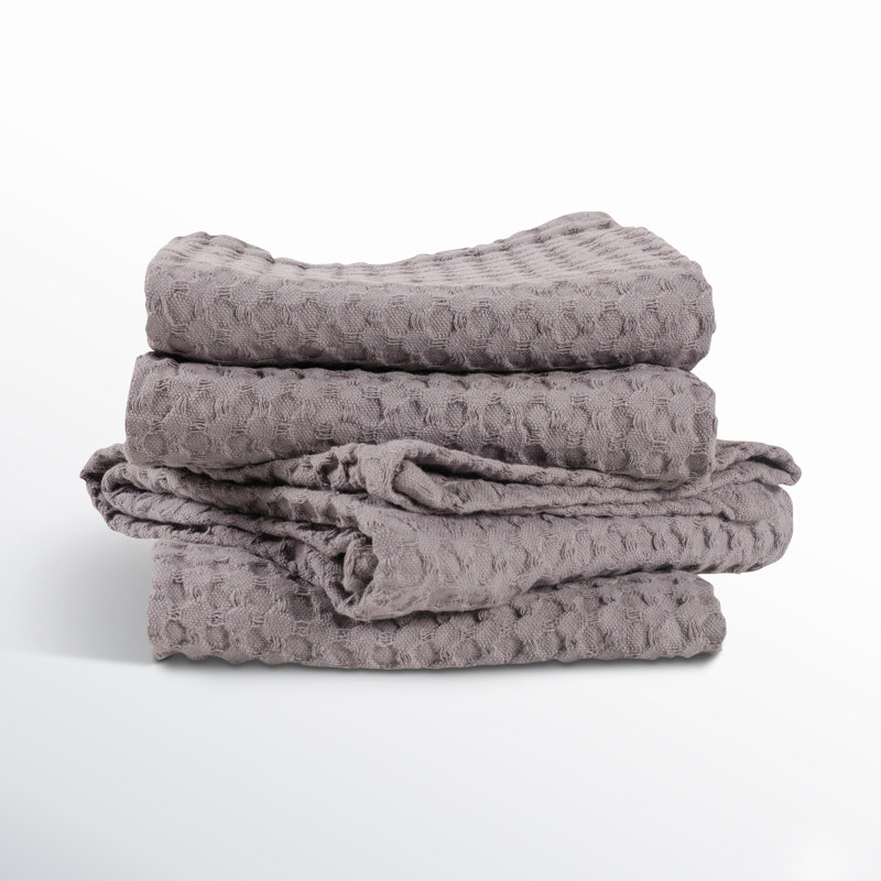 Estero Cotton Waffle Dish Cloth Kitchen Towel, Frost Gray