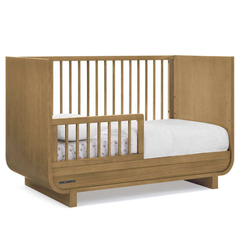Rhodes Teak Brown 4-in-1 Convertible Crib with Round Spindles