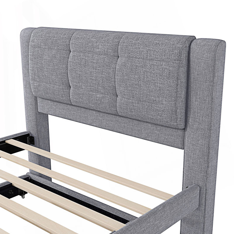 Lit plateforme double avec lit gigogne