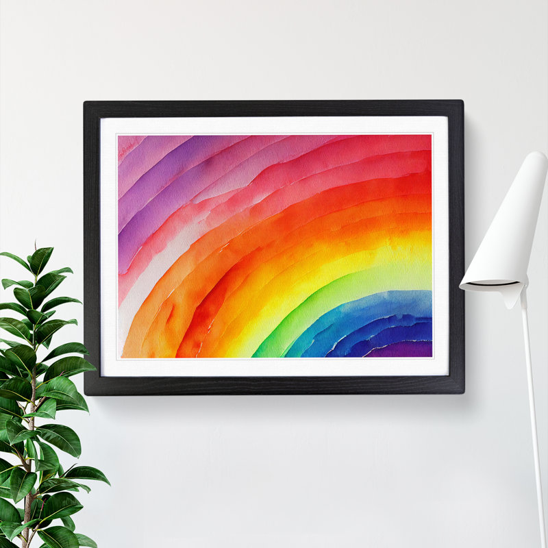 Watercolour Rainbow Vol.3 Abstract - Single Picture Frame Print, Black, 46cm H x 64cm W