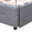 Lit plateforme tapissier gris foncé, grand lit avec 4 tiroirs et classique, sans sommier, revêtement en lin, tête de lit à structure en bois massif, gris. Taille. Ressort nécessaire. Support de panneau de particules.-1084812808