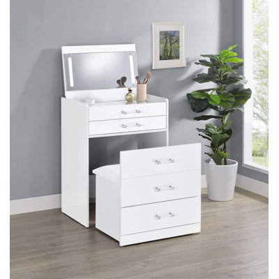 Aurianne 3-Drawer Makeup Vanity & Stool Set