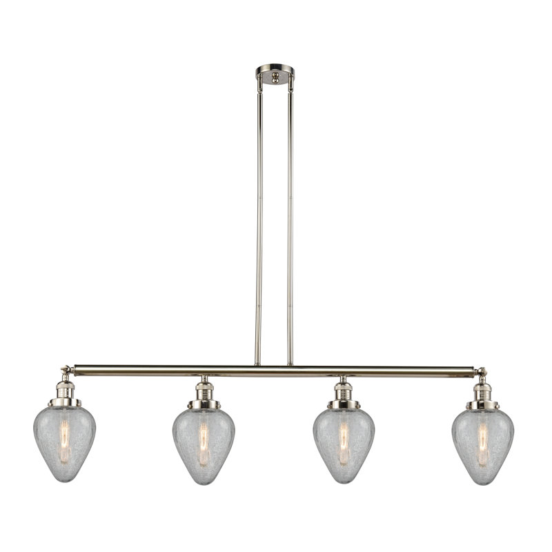 Luminaire suspendu linéaire à 4 lumières pour îlot de cuisine Shauna, Nickel poli