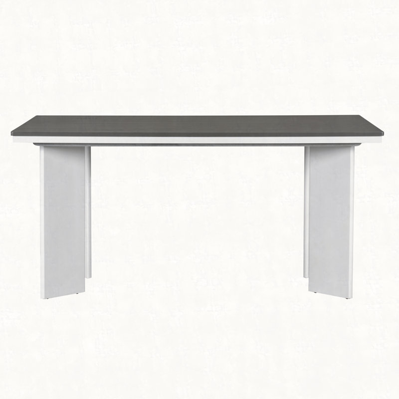 Ensemble de table de salle à manger moderne 7 pièces avec 6 chaises rembourrées, gris foncé et blanc