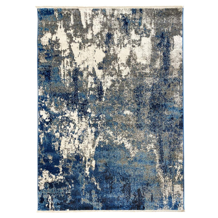 Modern Fringed Abstract Area Rug