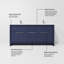 Meuble-lavabo double bleu marine l 72 po x P 20 po, avec comptoir en quartz blanc