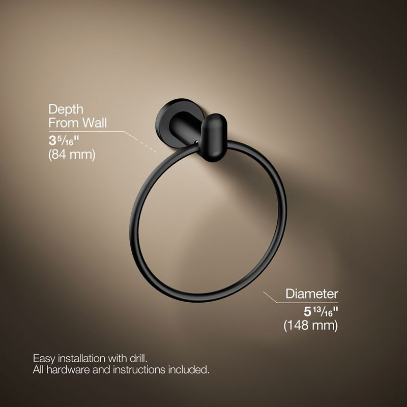 Kumin Towel Ring, Matte Black
