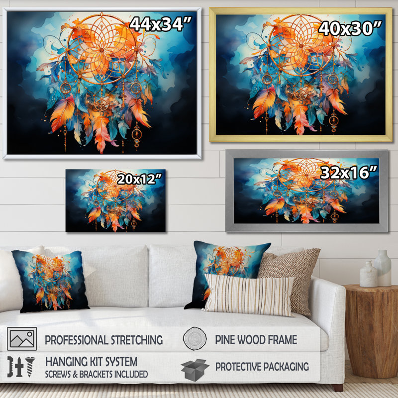 Capteur de rêves Infinite Dreams I - reproduction sur toile, H 30 po x l 40 po x P 1,5 po, Cadre doré à une seule photo