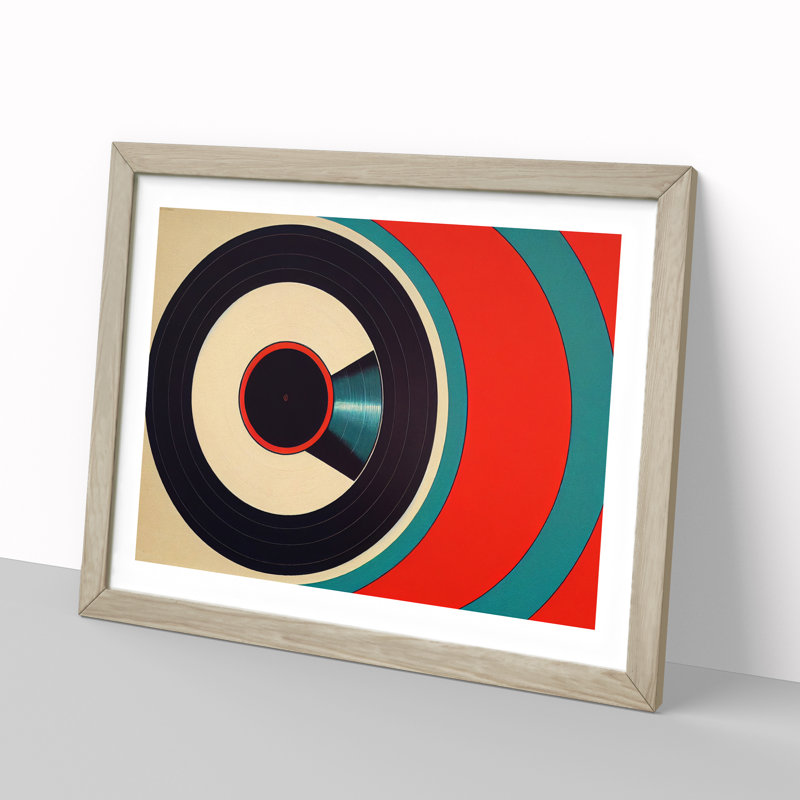 Vinyl Record Art Deco Vol.2 Abstract - Framed Print, 25cm H x 34cm W x 2cm D, Oak