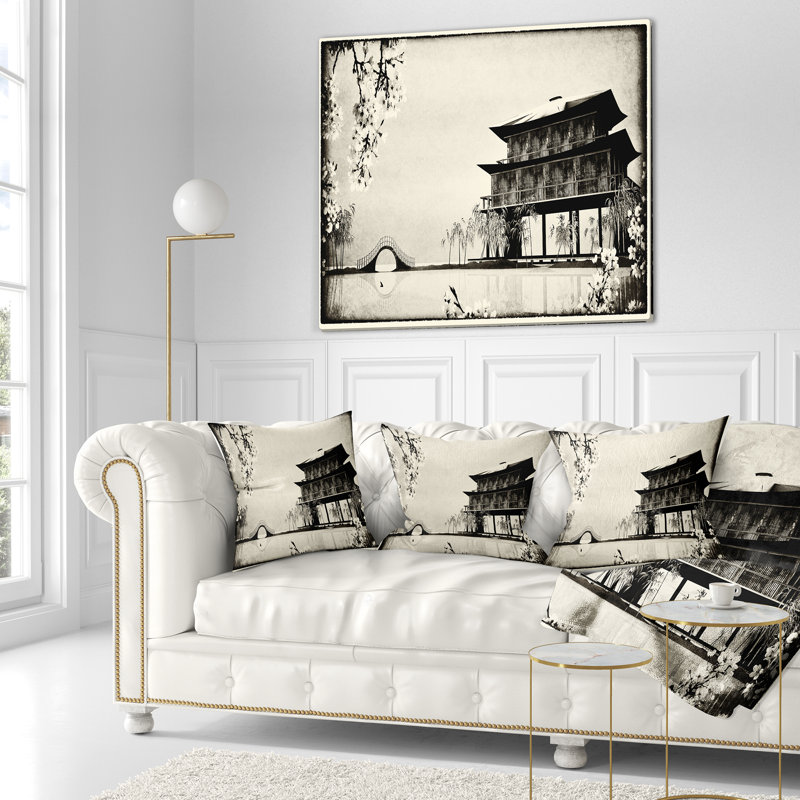 Chinese Ink - Landscape Printed Throw Pillow