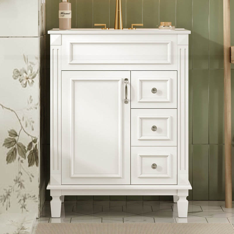 Meuble-lavabo 24 po avec lavabo en céramique, Blanc