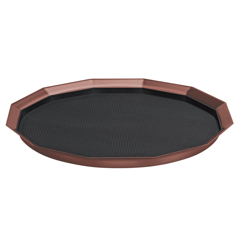 Plateau en acier inoxydable à douze côtés, H 1,75 po x l 16 po x P 16 po, Or rose