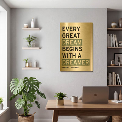 «Motivation 2» par Wild Apple Portfolio, art mural en métal doré, 24 po x 36 po