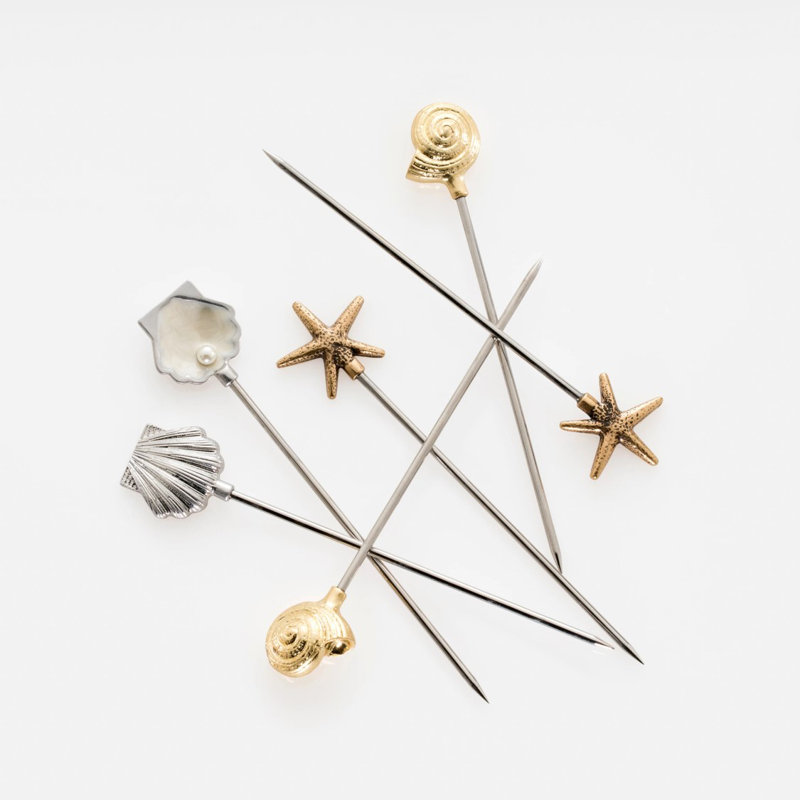 Shell 6 Piece Cocktail Pick Set