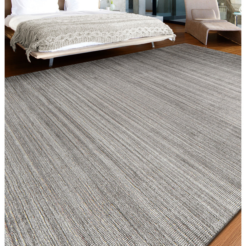 Tapis blanc / gris de haute qualité noué à la main, Rectangle 9 pi x 12 pi