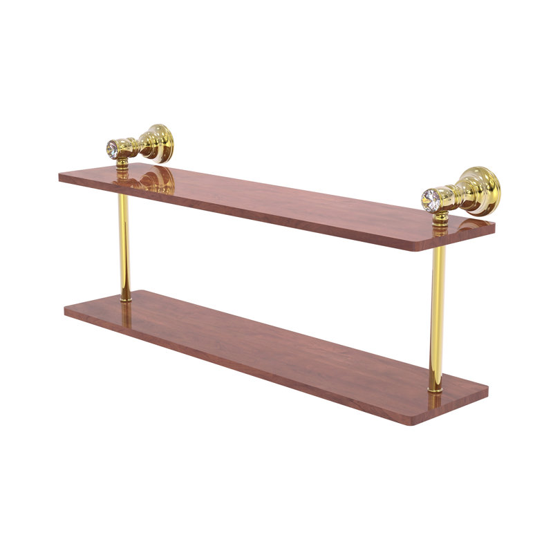 Freyja 2 Piece Ironwood Tiered Shelf with Towel Bar, 5.6" H x 22" W x 9.2" D, Unlacquered Brass