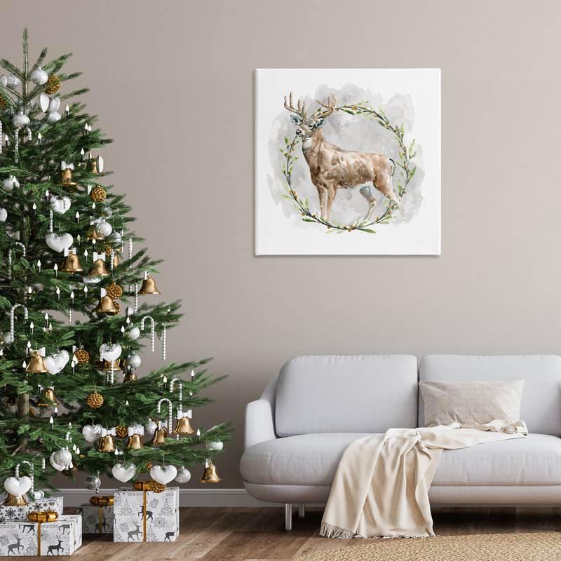 «Rustic Deer with Wreath» par Carol Robinson, H 36 po x l 36 po