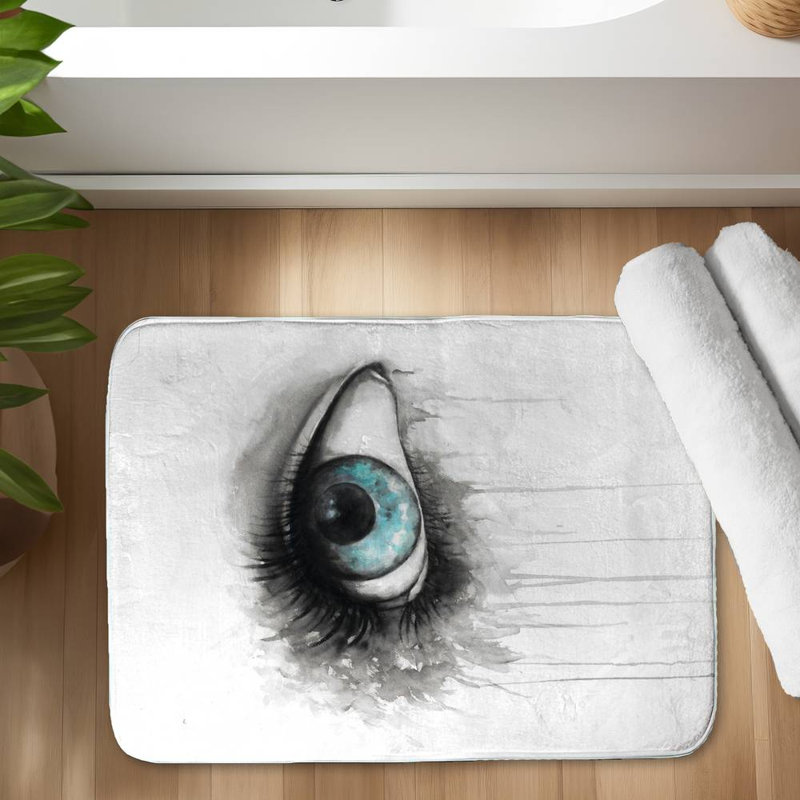 Blue eye in watercolor Bath Mat with Non-Slip Backing - Quick Dry Memory Foam Bathroom Rug - Absorbent - Modern Plush Spa-Style - Machine Washable
