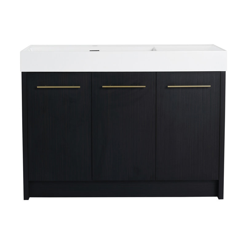 Meuble-lavabo autoportant de 48 po avec lavabo en résine et porte à fermeture douce