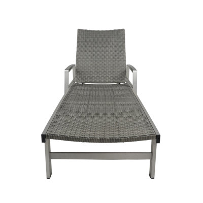 Oxton Grey Aluminum Outdoor Chaise Lounge with Mesh Seating