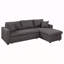 Canapé-lit modulaire gris rembourré avec rangement et 2 coussins décoratifs, idéal pour les invités peu encombrants et confortables.