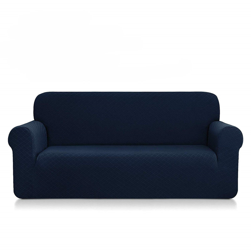 Housse pour canapé à coussins carrés ultra doux Rhombus, H 41 po x l 92 po x P 42 po, Bleu foncé