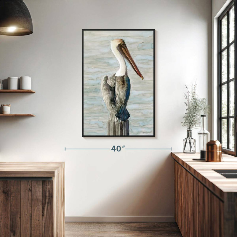 Pélican brun classique, Cadre flottant noir, 27 po x 40 po