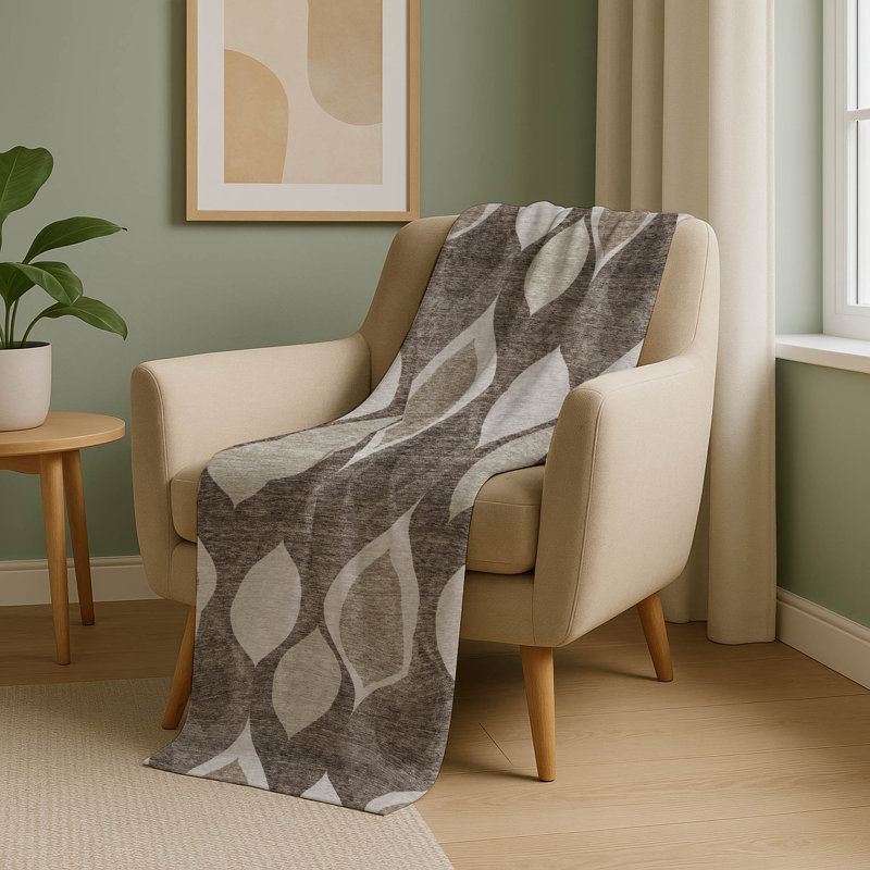 Jeté de style Mid-Century Addison Sherpa ASB749, Taupe / géométrique