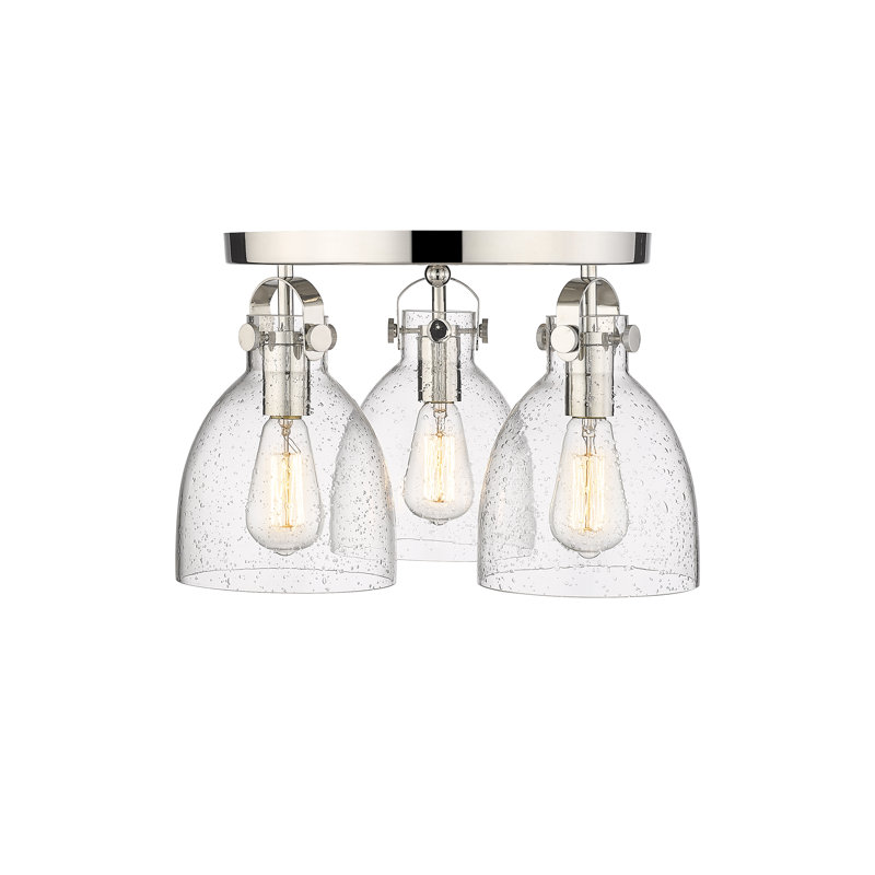 Smeltertown Glass Flush Mount, Seedy, Polished Nickel