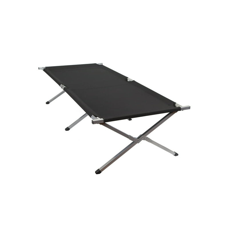 Stansport Robuste Lit de camp, Noir / argent