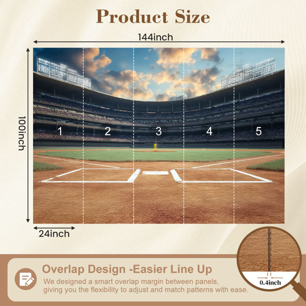 Red Barrel Studio Peel and Stick Wallpaper grand baseball stadium field ...
