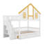 Lit superposé House avec tiroirs de rangement et escalier, structure de lit superposé en bois avec porte fenêtre et toit-1656999535